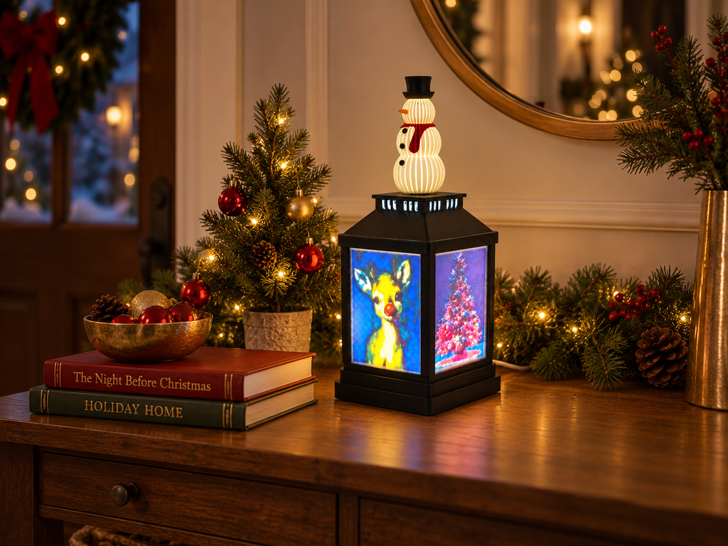 Christmas Themed Lantern + Snowman Topper