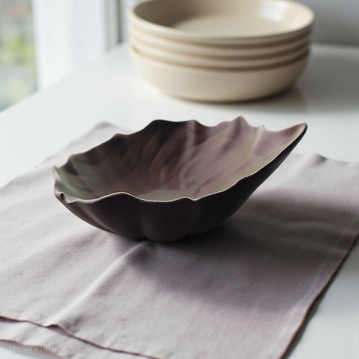 Sculptural Autumn Leaf Bowl tabletop display by Layerform Collective