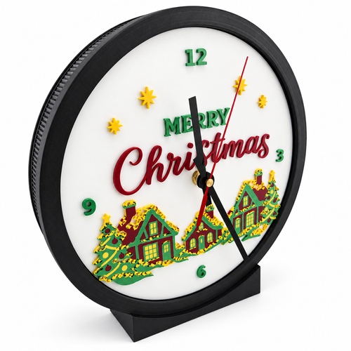 christmas clock shown assembled on the included desk stand