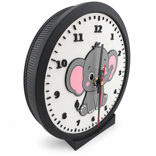 Second physical production view of the Baby Elephant illuminated modular clock